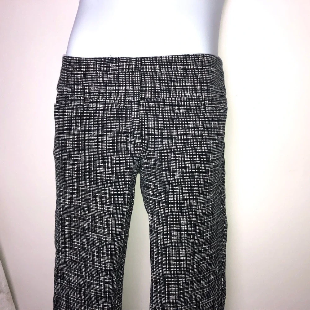 LOFT Marisa Skinny Black & White Plaid Pants 2‎